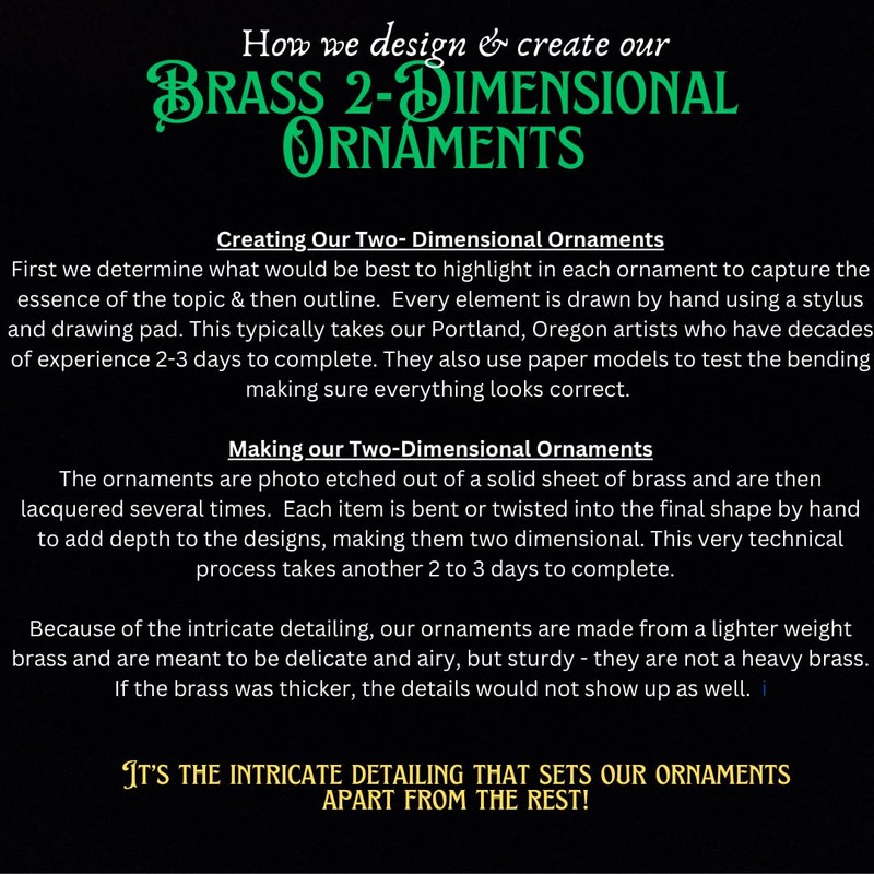 Wizard of Oz Emerald City Yellow Brick Road ORNAMENT Brass