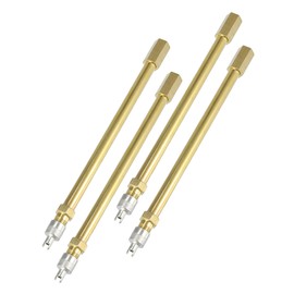 Partuto 4 Pcs 140mm Universal Tire Valve Stem Air Inflation Extension Adapto - Brass Brass Tone
