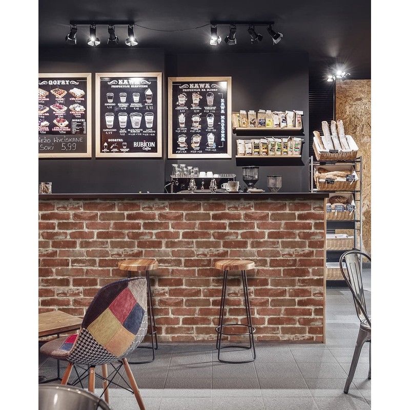 Hopeak Red Brick Wallpaper, Self-Adhesive Peel and Stick Wallpaper Waterproof