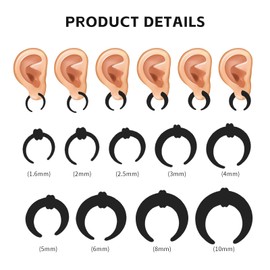 JESMODA 18PCS Septum Tapers Acrylic Septum Pincher Ear Tapers Kit C Shape Buffalo Ear Gauges Stretching Expander Rings for Nose Ear Gauges Size 14G-00G, Acrylic, no gemstone