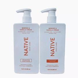 Native Berries & Vanilla Cream – Volumizing Shampoo & Conditioner Set, 16.5 oz