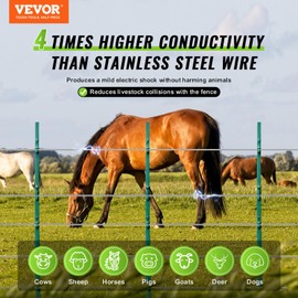 VEVOR 16 Gauge Aluminum Wire for Electric Fencing, 1640Ft 500M Electric Fence Wire, Portable Fencing Wire, 1.6mm Diameter Aluminum Alloy for Higher Conductivity and Rust Resistance, for Horse, Cattle,