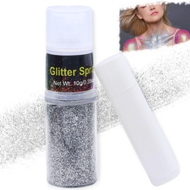 Body Glitter Spray for Hair Face,Shiny Glitter Makeup for Festival Music Clothes Glitter Hairspray Prom Party Sliver