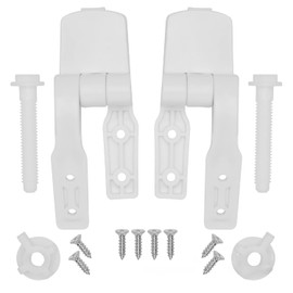 YTgilo 1 Set Universal White Plastic Toilet Seat Hinge Replacement Toilet Seat Cover With Bolts Screws Nuts