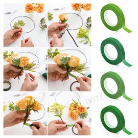 TVETE Flora Tape, Artificial Flower Tape, Set of 4, Green Series, Bouquet Tape, Flower Glue, Flower Arrangement Tools, Gardening Style Tape, DIY Crafts, Flower Arrangement Kit, Gardening Supplies