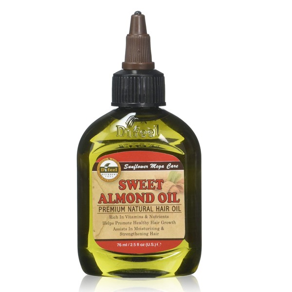 Difeel Premium Natural Hair Care Oil - Sweet Almond Oil 2.5 ounce (3 Pack)