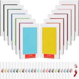 36 Pcs Inkless Baby Footprint Kit & Handprint Dog Paw Print Kit - 12 Pcs Ink Pads and 24 Pcs Imprint Cards,Feet and Hands Stamp for Newborn Registry Gifts Family Printing Keepsake Baby(Colorful)