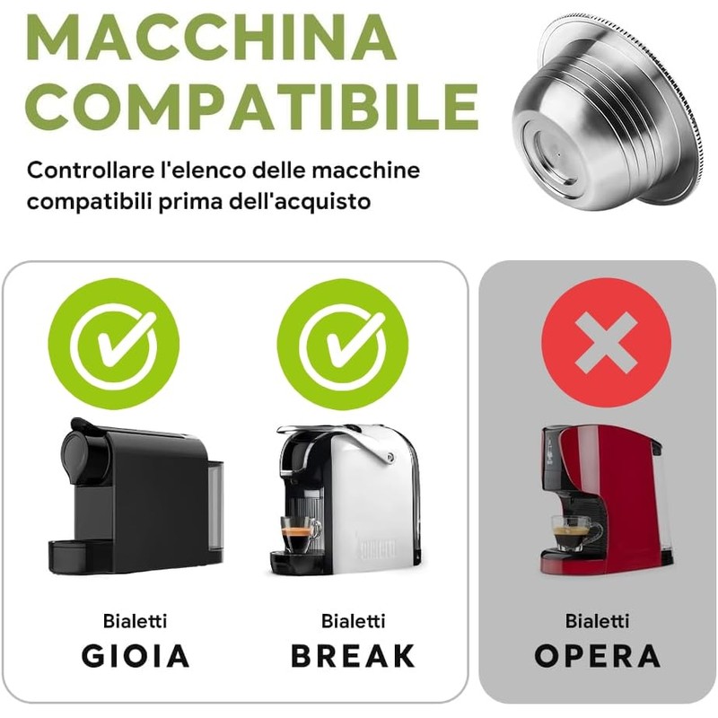 BENFUCHEN Reusable Stainless Steel Coffee Capsules for Bi aletti, Refillable