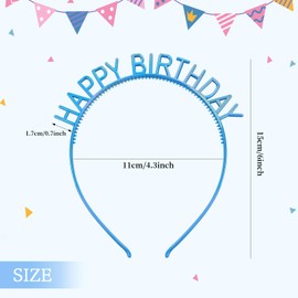 Lawie 10 Pack Bulk Gold Silver Candy Rainbow Colorful Happy Birthday Headbands Thin Plain Plastic Headbands Skinny Hair Bands Clasps Tiara Crown Hair Holder DIY Party Accessories for Kids Girl Women