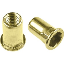 Half Hex Body Large Flange Rivet Nut - Material: Steel-Yellow Zinc, Thread Size: 1/4-20 UNC, Grip Range: .165-.260, 100 Piece Box