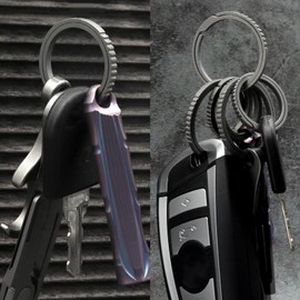 Side Pushing Titanium Key Ring for Key Carabiner Anti-Slip Design Quick Release EDC Split Rings for Keychains Heavy Duty (2 Packs - 25mm)