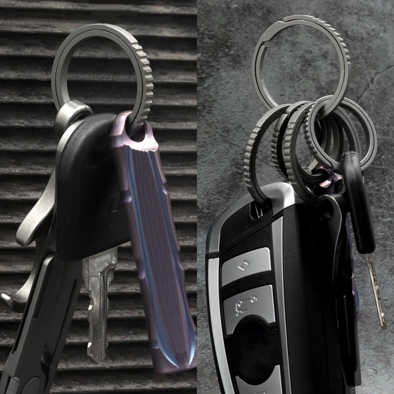 Side Pushing Titanium Key Ring for Key Carabiner Anti-Slip Design