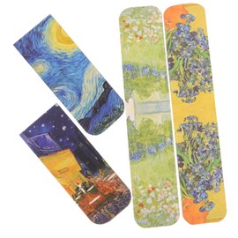 IWOWHERO 4Pcs Magnetic Bookmarks Set Vintage Art Designs Featuring Van Gogh Decorative Page Markers for Teens and Book Lovers for Note Labeling and Planning