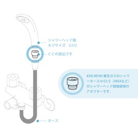 OFFO Shower Head Adapter, Set of 3, KVK/MYM/Tokyo Gas Shower Hose and G1/2 Shower Head Adapter with Japanese Instruction Manual, Chrome Plated