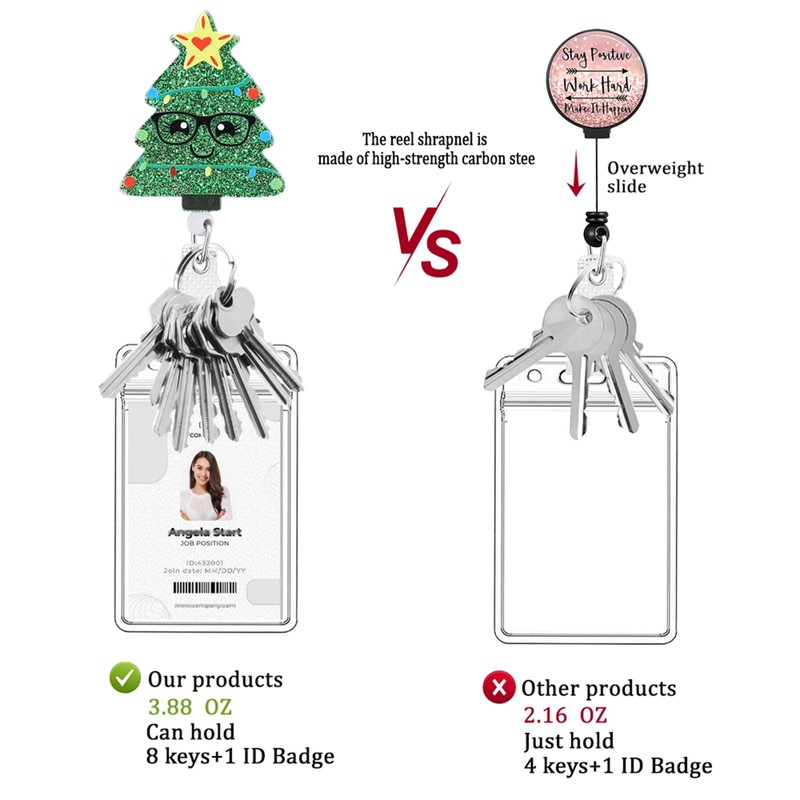 3 Pack Christmas Badge Reel Retractable, Nurse ID Name Card