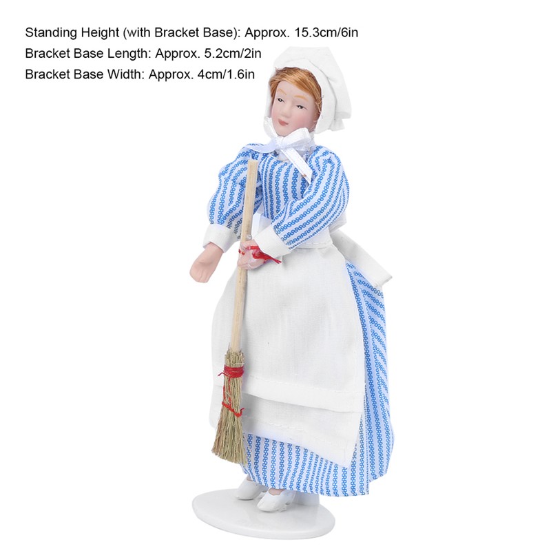 Dollhouse Miniature Porcelain Doll Model Ornament Doll Chef Man Servant