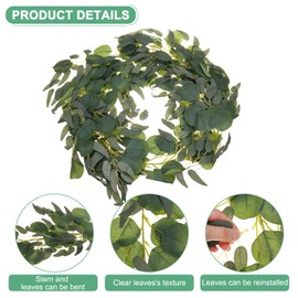 M METERXITY 2-Pack Artificial Eucalyptus Garland with 48/100 Leaves 6.5Feet Faux Eucalyptus Greenery Garland for Home Decor/Wedding/Christmas/DIY/Party/Home/Garden Office [Grey Green]