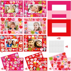 FANCY LAND Valentines Picture Frame Craft Kits for Kids with Conversation Heart for Valentine Class Game Activities 30 Pack