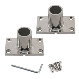 Zerniple Boat Railing Fittings Deck Hardware 316 Stainless Steel 90 Degree Tube Base Rod Flange Holder (Pack of 2)