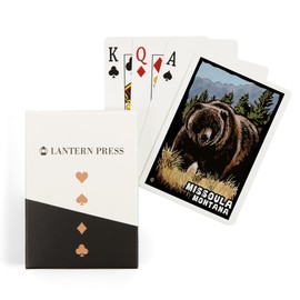 Lantern Press Missoula, Montana, Grizzly Bear, Scratchboard (52 Playing Cards, Poker Size Card Deck with Jokers)