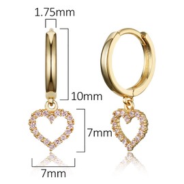 14k Gold Plated Brass Pink Heart Plain Huggy Baby Girls Hoop Earrings