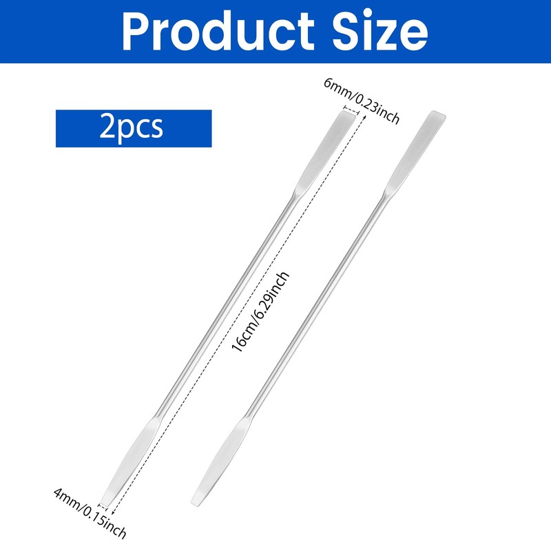 2Pcs Stainless Steel Lab Spatula, Micro Square/Round End Spatula, Lab