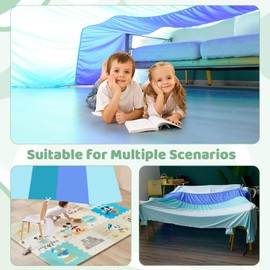 Birodeko Blanket Fort Building Kit for Kids, Portable Playhouse Play Tent Fort with CPC Certification, Indoor/Outdoor Air Tent Fort for Kids Age 4-8 8-12