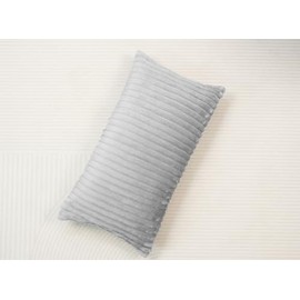 YIJIAYJ Decorative Corduroy Throw Pillow, Cushion Cover， Light Blue, Ribbed Texture, Rectangular- (Light grey)