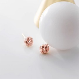 SLUYNZ 925 Sterling Silver Love Knot Stud Earrings for Women Teens Twisted Stud Earrings Ball (C-ROSE GOLD)