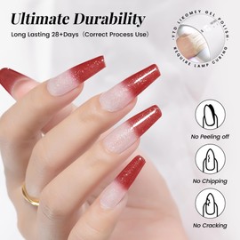 YTD Likomey Color Changing Gel Nail Polish,15ml Light Pink To Red Glitter Mood Temperature Change Colors Ombre Thermal Salon Home Nail Art Manicure UV Nails Gel Varnish,WB212