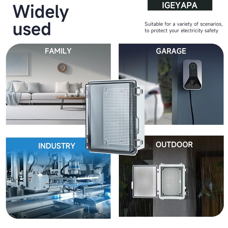 Large Waterproof Electrical Junction Box, IP67 Waterproof Clear ABS Plastic
