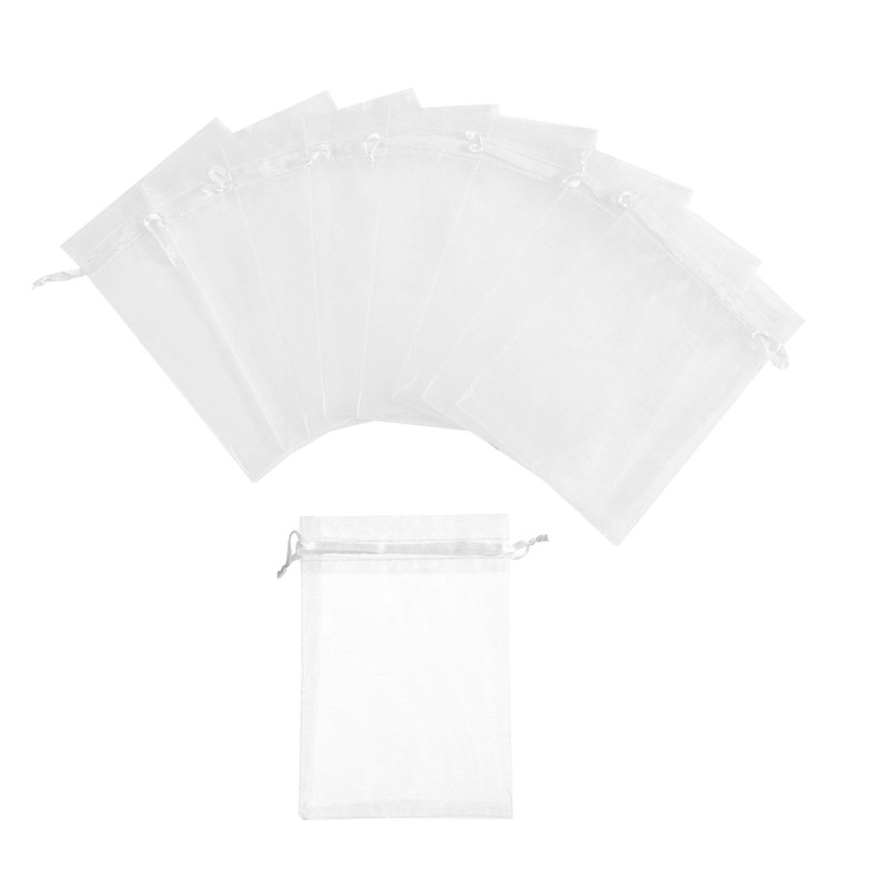 Volanic Sheer Organza Drawstring Bags 100PCS 4x6 Inch White Gift