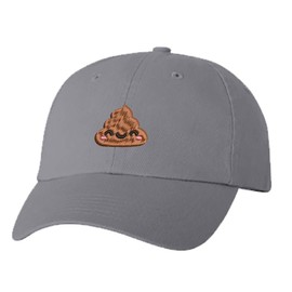 Unisex Adult Washed Dad Hat Happy Poop Emoji Cartoon (4) Embroidery Sketch Design (Gray)