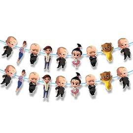 BBY Boss Garland Banner Decoration– Cute BBY Boss Cartoon Party Hanging Banner – First Birthday, Baby Shower,Room Backdrop, Party Supplies for BBY Boss Themed Celebration Decoration.