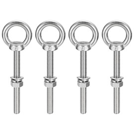 Sourcing Map M8 x 70mm Lifting Eye Bolt Set - 4 Sets With Nut Washer, 304 Stainless Steel Shoulder Ring for Hanging Items