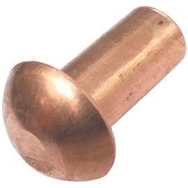 AERZETIX - C48036 - Set of 10 copper rivets diameter 5 x 10 mm with semi-circular head - dome rivets - full rivet/insertion rivets - DIN 660