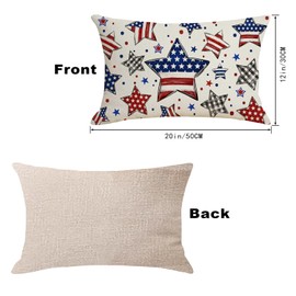 MAZSHTTD 2 Pack American Flag Pillow Covers 12 x 20 Inch Independence Day 4th of July Throw Pillow Case Memorial Day Patriotic Star Stripes Decoration Cushion Case for Home Couch Sofa Bed