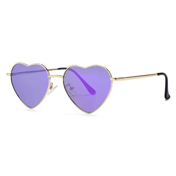 Polarized Heart Shaped Sunglasses for Women Metal Frame Cute Lovely