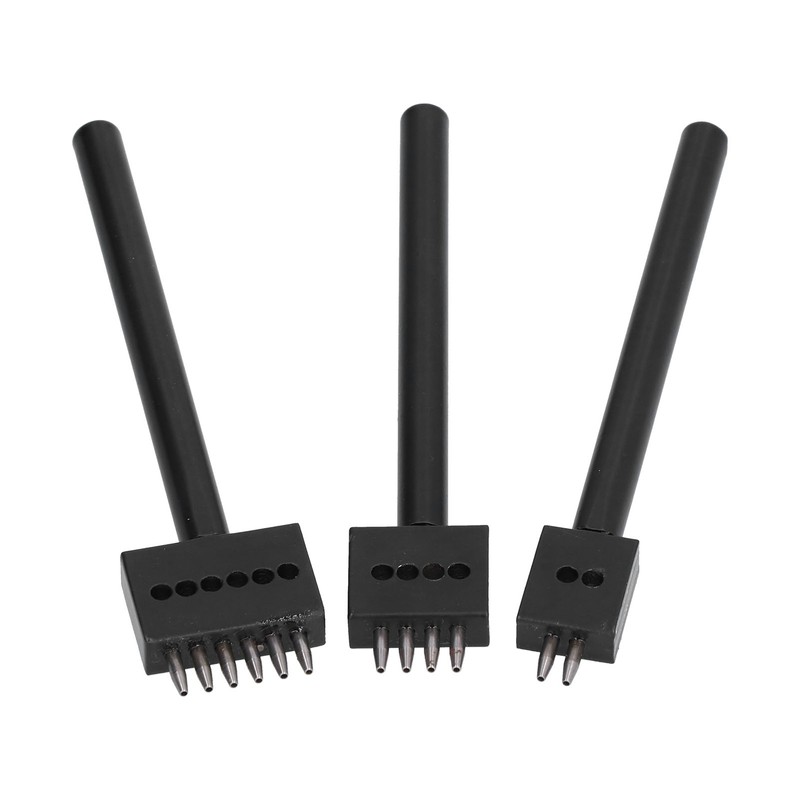 3Pcs Leather Perforated Tool Black Tooth Durable Quick Easy DIY