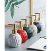 Ceramic Soap Dispenser White with Gold Pump,Modern Design Cylindrical Lotion