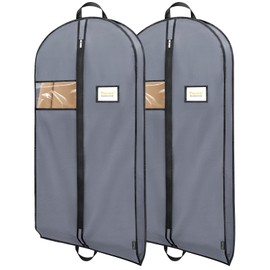 BALEINE 2PK Heavy Duty Garment Bag with Shoe Storage Travel Bag for Dresses, Suit, Coats Travel Essential (60", Grey)