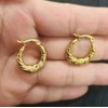 Vintage Filigree Hoop Earrings, Gold-Tone, Carved Scroll Design, Small
