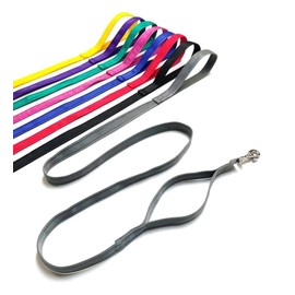 Double Handle Dog Leads 2m Long Quick Grab Handle For Safety Control In 25mm Cushion Webbing (Silver/Grey)