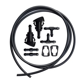 Windshield Wiper Washer Nozzles Jet Kit Replacement for Jeep Chrysler Dodge Ram Washer Jet & Fluid Hose with Connector Replaces # 5116079AA 5113049AA
