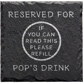 Christmas Birthday Present Gift For Grandad Grampy Pop Grandpa Black Slate Drinks Coaster Reserve For Engraved (Pop's)