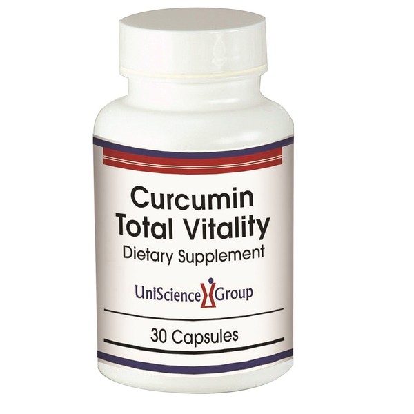 UniScience Group, Inc. Curcumin Total Vitality, 30 Capsules, 95% Curcuminoids 500mg, Ashwagandha 300 mg, Rhodiola 185mg, Black Pepper Extract 10mg 95% Piperine