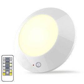 BIGMONAT Battery Operated Shower Light with Motion Sensor Wireless Ceiling Light RF Remote Controlled Through Walls|Brightness Dimmable and Timer Setting Indoor Lighting,Wireless Shower Light