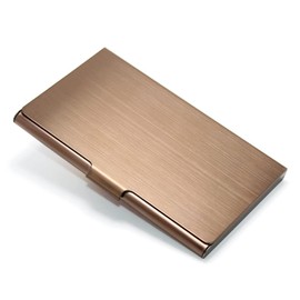 Muka Business Card Case Metal Card Holder Slim Stainless Steel Pocket Card Holder for Men & Women, 3.7"L x 2.4"W x 0.3"H-Bronze