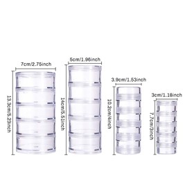 BENECREAT Mixed Size Stackable Plastic Bead Storage Containers 4 Column(5 Layer/Column) Round Storage Containers Jars for Beads, Buttons, Crafts and Small Findings