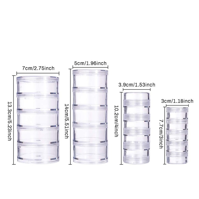 BENECREAT Mixed Size Stackable Plastic Bead Storage Containers 4 Column(5